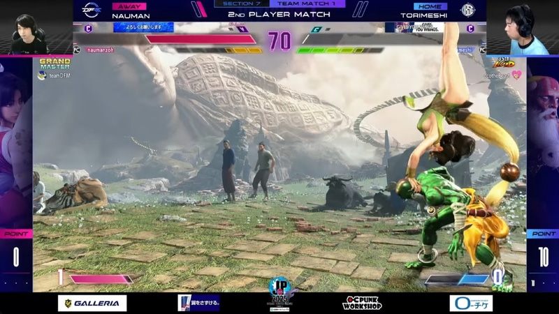 中堅戦、鶏めしのダルシムとナウマンの舞の1戦はナウマンの舞が2-0で勝利