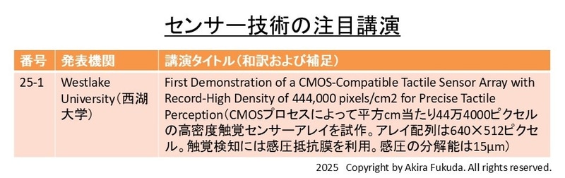 センサー技術の注目講演。公式Webサイトのタイトルと要約から筆者が抜粋したもの