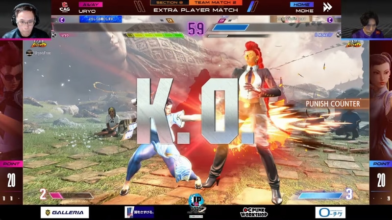 延長戦はうりょのヴァイパーともけの春麗の1戦で、ここは藤村ヴァイパーとの練習が功を奏したようで、もけの春麗が2-0勝利でVictrix FAV gamingを勝利に導く展開となった