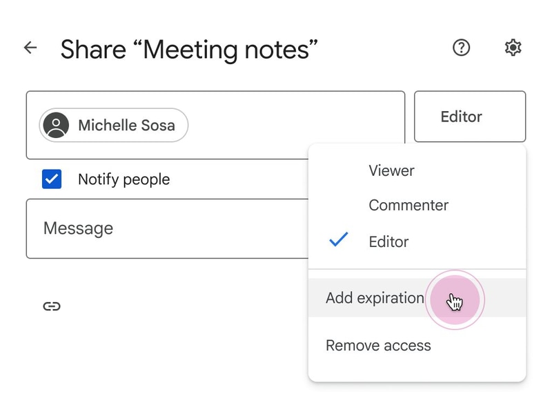 共有ドライブのファイル共有時、有効期限の追加が可能