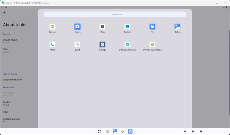 具体的にはEscrcpyというAndroidデバイスをWindowsから表示/操作するアプリを利用して、Dockerの中のAndroidにアクセスする