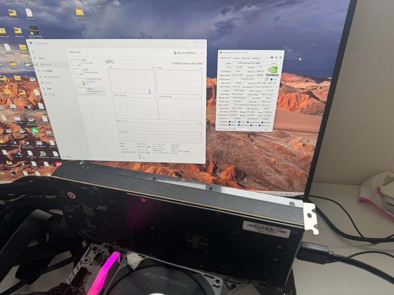作動確認中※以上の写真はGPU修理専門家(パソコン病院グラボ修理担当者)から送られてきたもので掲載許諾を頂きました
