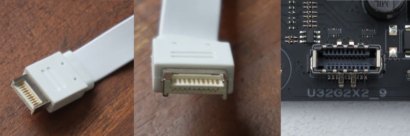 USB 3.2 Gen 2またはGen 2x2のType-C用のマザーボード側のコネクタ。Type-Eなどともいわれている