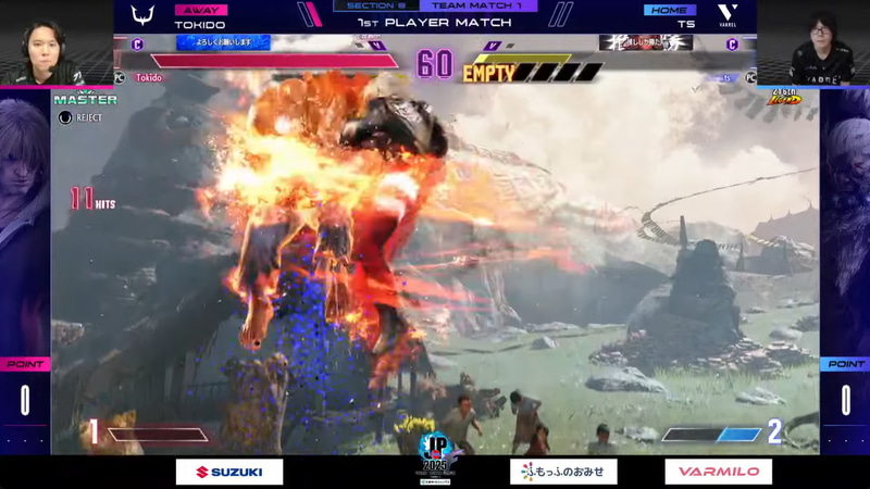 先鋒戦、ときどのケンとtsの豪鬼の1戦は、ときどのケンの豪鬼対策が万全で2-0で勝利