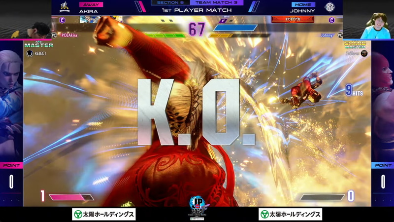 先鋒戦、あきらのキャミィとジョニィのマリーザの1戦で、ここは2-1でジョニィのマリーザが勝利。ついにSFL 2025での初勝利を飾ることとなった。ジョニィおめでとう！