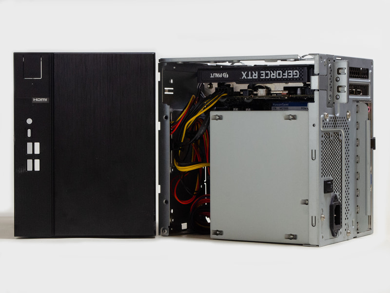 GeForce RTX 3060(12GB)を内蔵したASRock DeskMeet B660(斜め後から)。さて何に使うか？(笑)