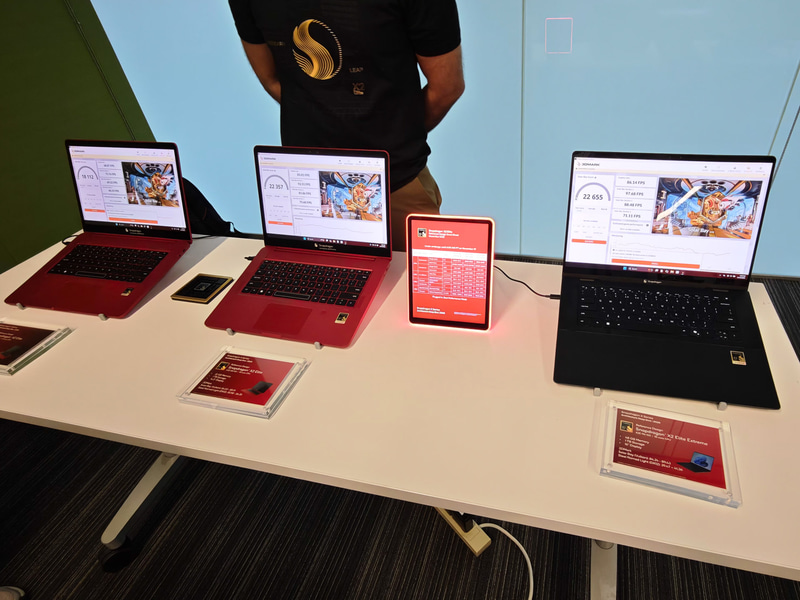 3DMark(SolarBay)の結果。左からX2E-80-100(スコアは18,112)、X2E-88-100(22,357)、X2E-96-100(22,655)