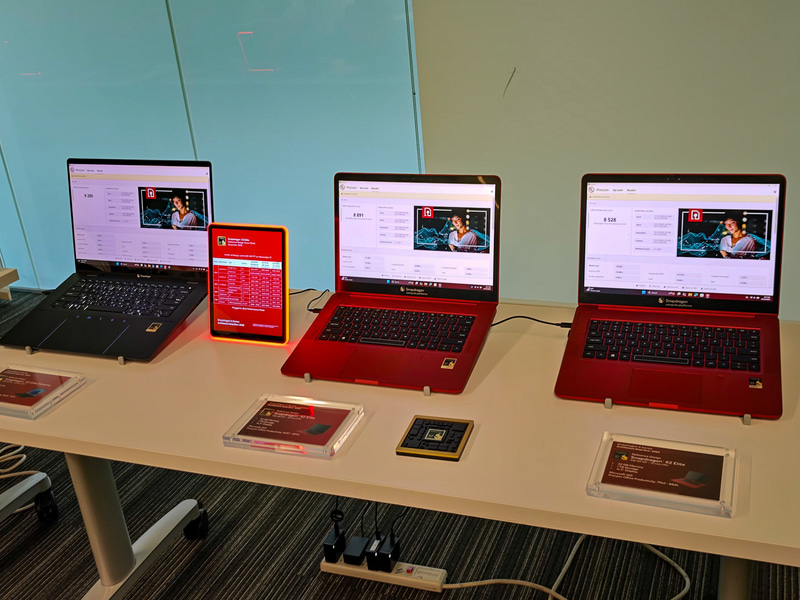 Procyon Office Productivityの結果。左からX2E-96-100(スコアは9,205)、X2E-88-100(8,891)、X2E-80-100(8,528)