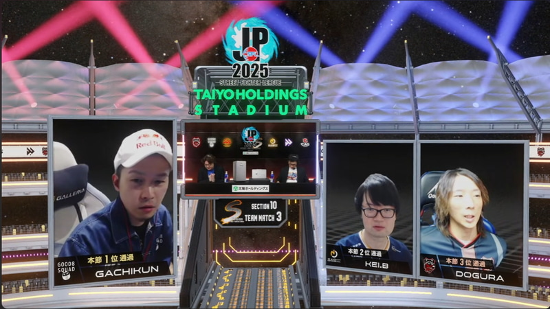 リーグ1位のGood 8 Squadからはガチくん、2位の名古屋NTPOJAからはKEI.B、3位のCrazy Raccoonからはどぐらと各チームのリーダーが3人揃ってのインタビューが行なわれた