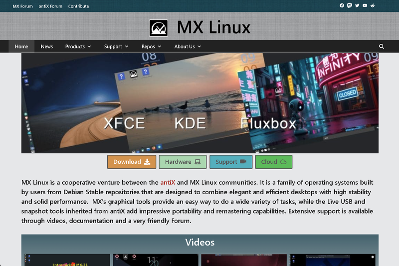 「MX Linux」。32bit版もサポートされており、「VAIO P」にインストールできそう