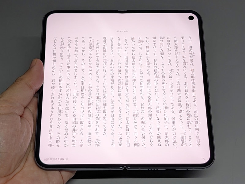 テキストコンテンツを表示したところ。文庫本の感覚に近く非常に読みやすい