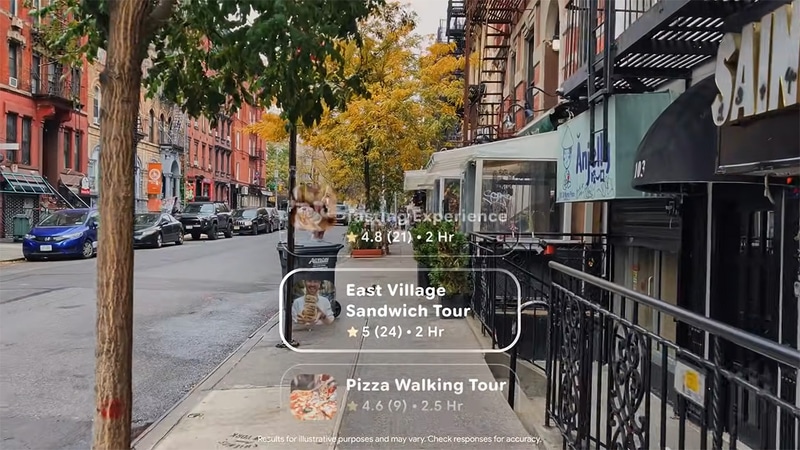 AIグラスの利用イメージ。レンズに情報が表示される