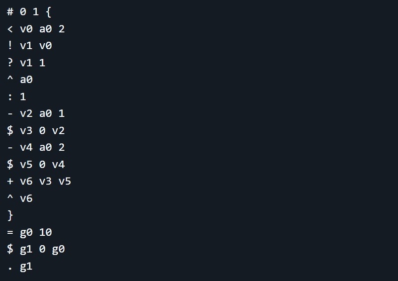 フィボナッチ数列を出力するプログラム