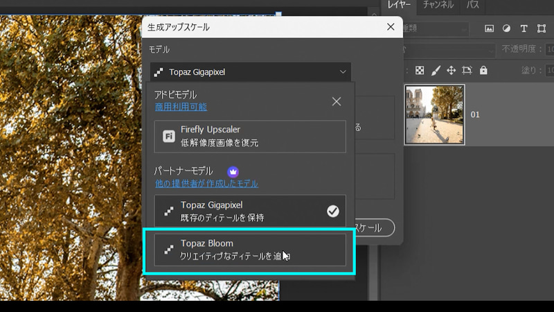 モデルから「Topaz Bloom」を選択します