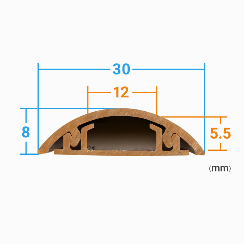 30mmモデル断面。事故を防ぐラウンド形状を採用