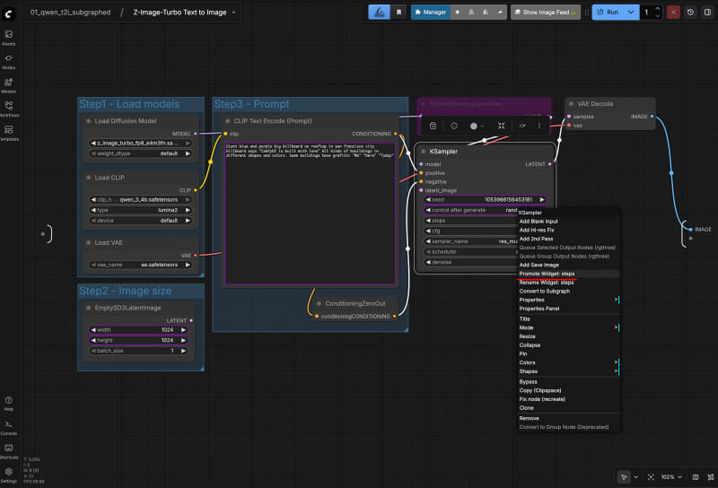 stepsも表示したい時は、右クリックでPromote Widget stepsを選べば、表側に表示される