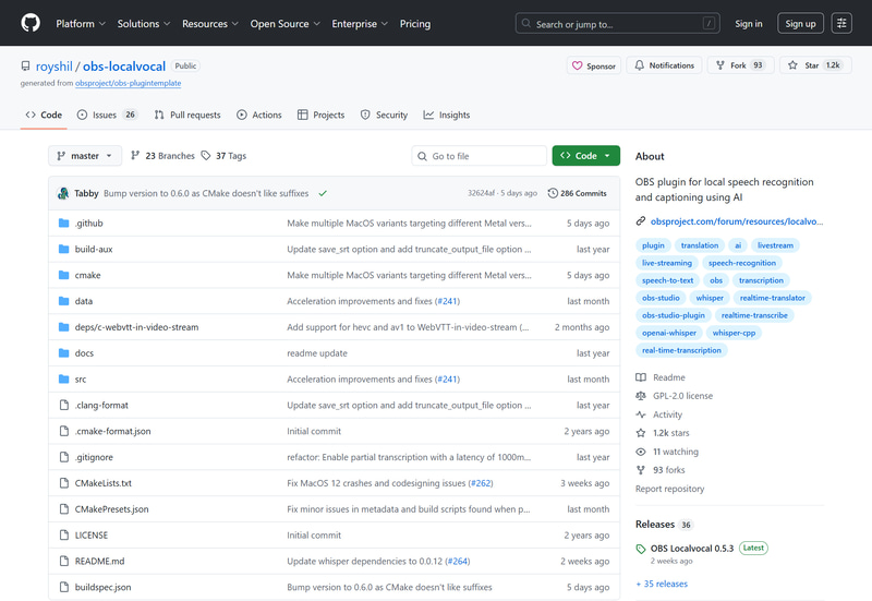 GeForceの場合はobs-localvocal-0.5.3-windows-x64-nvidia-Installer.exeをダウンロード