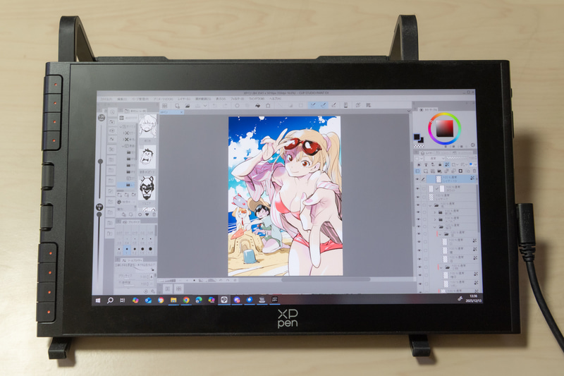 Artist 12 3rdにイラストを全体を表示した場合。ツール類が左右に展開されるので描ける場所は必然的に狭い