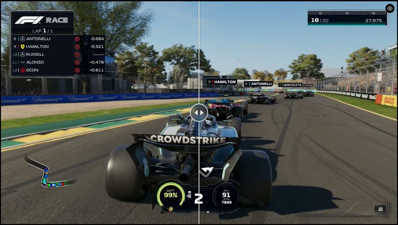 右半分がFSR Radiance Caching適用後