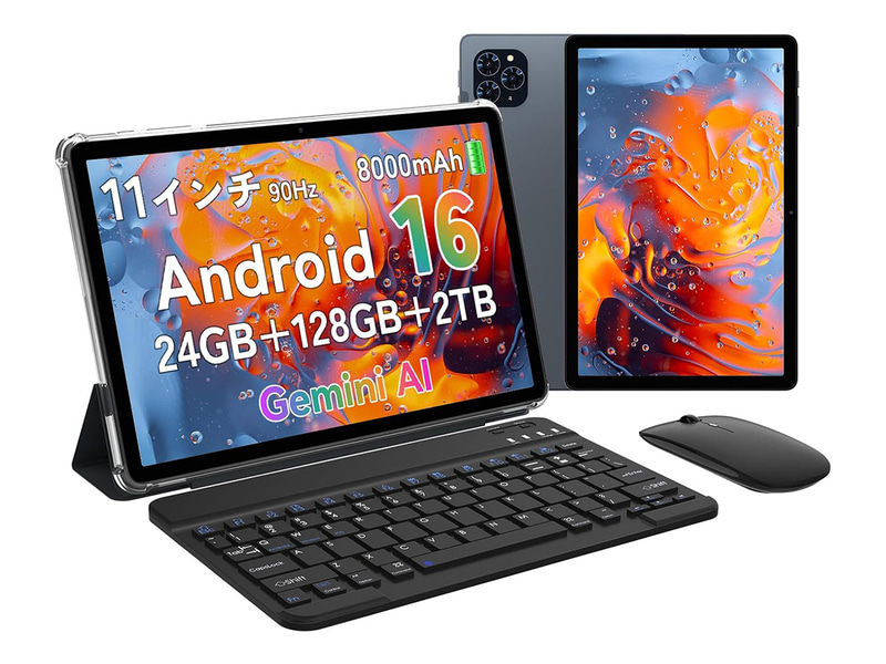 実売価格:1万7,100円前後<br>主な仕様●ディスプレイ:11型液晶(1,920×1,200ドット)●スペック:Unisoc T615、8GBメモリ(+仮想16GB)、128GBストレージ、Android 16●インターフェイス:USB Type-C、Wi-Fi 5、Bluetooth 5.2、microSDカードスロットなど●カメラ:前面500万画素、背面1,300万画素●バッテリ容量:8,000mAh●サイズ:257.3×168.8×8.3mm●重量:505g