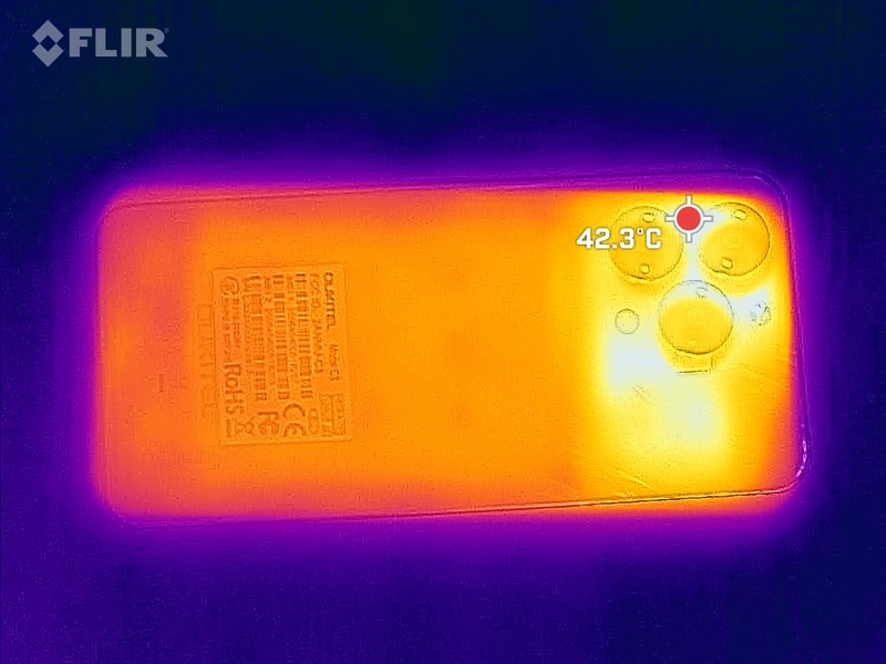 「原神」実行中の背面の最大温度は42.3℃
