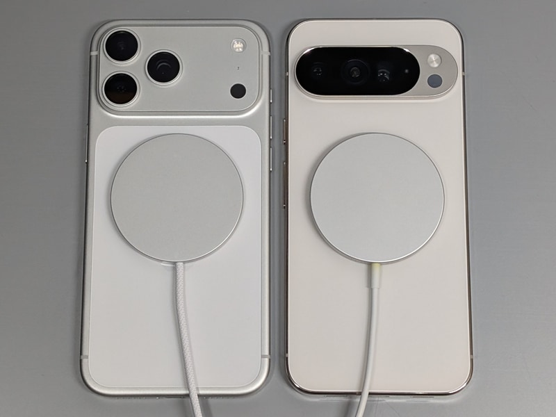 Pixelは新たにQi2に対応、マグネット吸着による充電が可能になった。AppleのMagSafeとも互換性がある