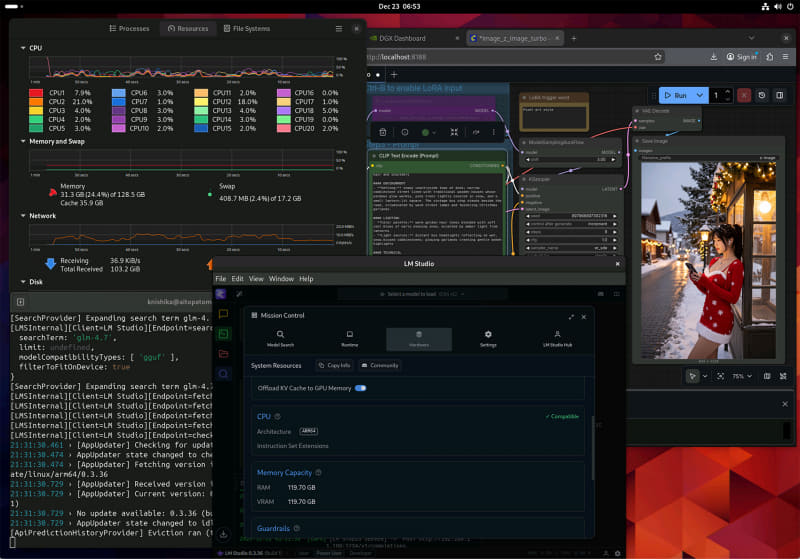 作動中のデスクトップ
