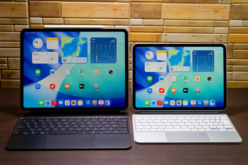 大きさ比較。画面は大きいほうがいいが、外部モニターを使うなら小さくても構わない