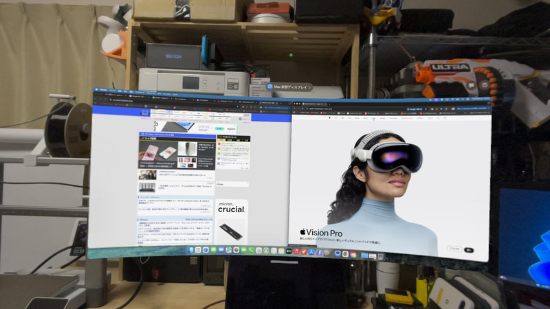 わざと頭を強く振るような動作をしても、Mac仮想ディスプレイが滑らかに表示される