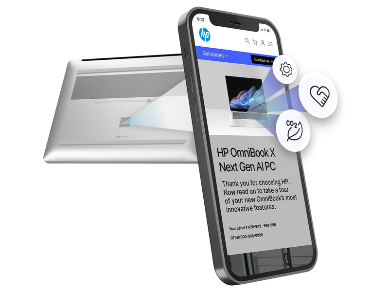 マシン底面のQRコードを読み取ると、そのシリアルナンバー固有のサポートサイトに移動する