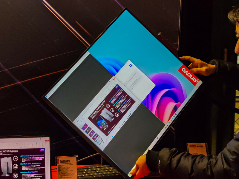 ディスプレイを回転できるThinkCentre X AIO Aura Edition