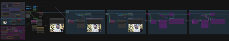 LongCatAvatar全体のWorkflow。右側4つあるブロックが1つ6秒。必要なだけバイパスをOFFにする(スイッチャーがPrompt入力部分の左側にある)。