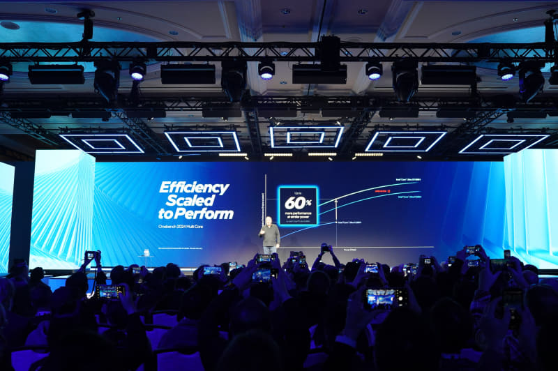 Core Ultra 9 288Vと比較して同じ電力で性能が60%向上