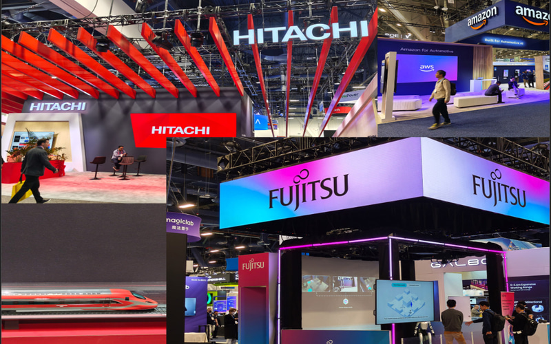 日立はノースホールに、富士通はノースホールとウエストホールのAWSブースに出展