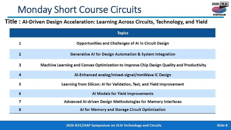 6月15日に開催されるショートコースの講演テーマ。2025年12月8日の夕方にIEDMのプレスルームで開催された、報道関係者向け説明会のスライドから
