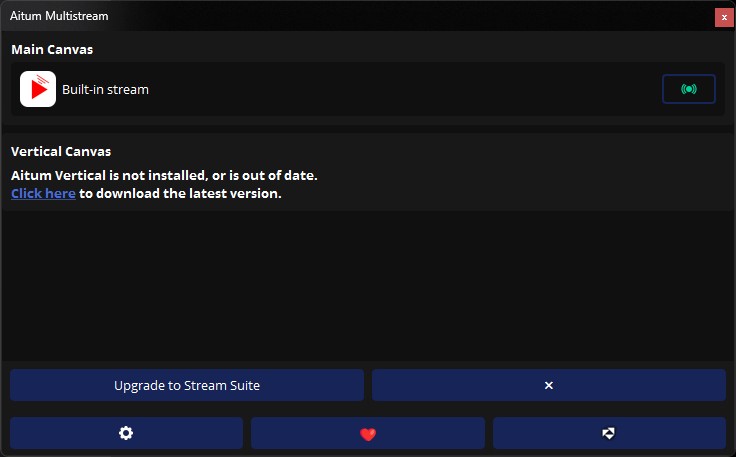 Aitum Multistreamのウィンドウが表示されるので……