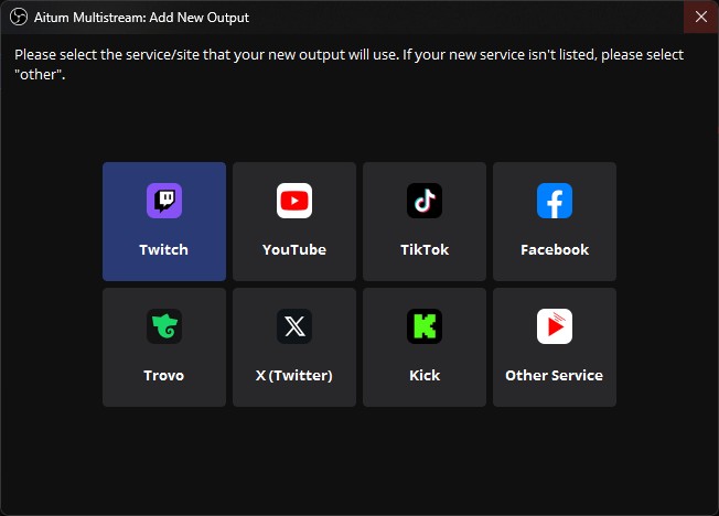 「Main Canvas」→「+Add Output」を押し、2つ目として追加したいプラットフォームを選ぶ