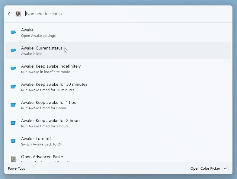 コマンドパレットからPowerToysの機能を呼び出し可能に