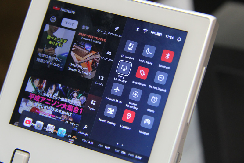 「Force Landscape」や「Auto-Rotate」等、表示方向に関する設定項目が確認できる
