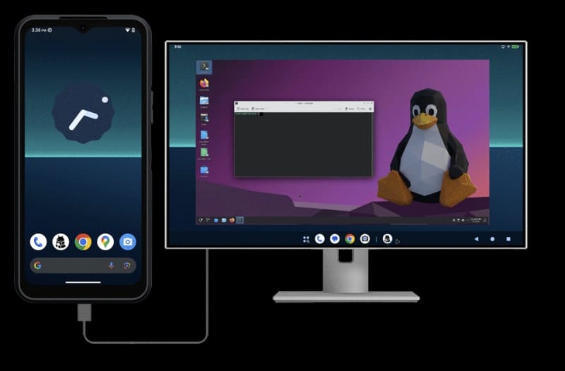 Android利用時はDebianのデスクトップが利用可能