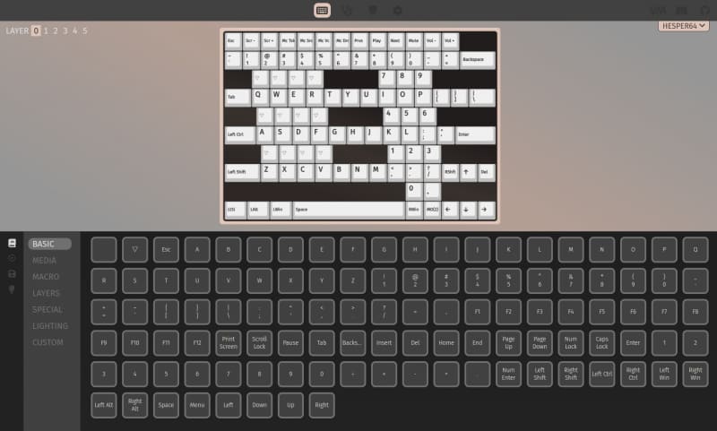 汎用のキーボードカスマイズ用Webユーティリティ「VIA」を介してボタンの割当などが可能