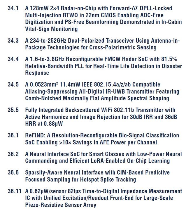 2月17日夕方のデモセッションに出展を予定している講演の番号とタイトル(その4)(9件)。ISSCC 2026のプログラムから抜粋したもの