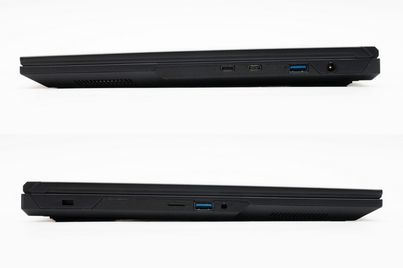 右側面にはUSB 3.1 Type-C、USB4、USB 3.1、左側面にはmicroSDカードスロット、USB 3.2 Gen 1、3.5mmコンボジャックを配置