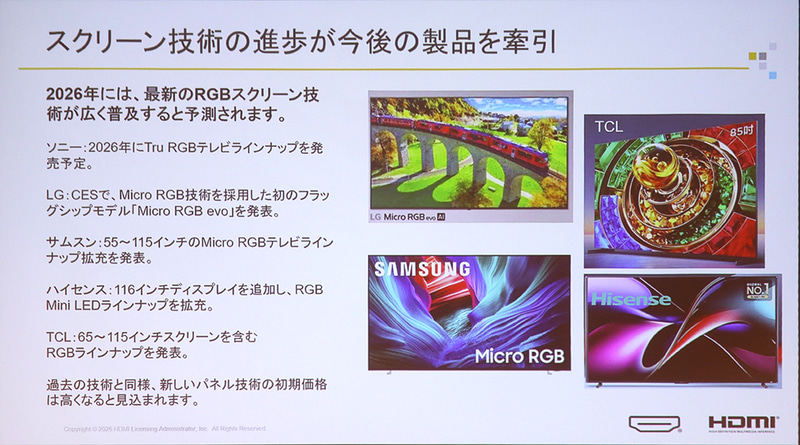高価格帯ではMicro RGB技術採用ディスプレイ技術の登場