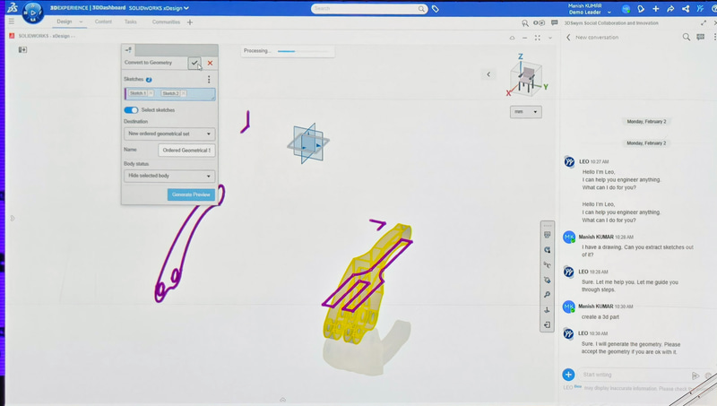 生成3DモデルAIエージェント「LEO」が、PDFの2Dデータを3Dモデルに自動で変換するデモ