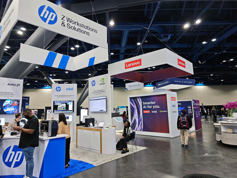 3DEXPERIENCE World 2026での、HP、Lenovo、Dellブース