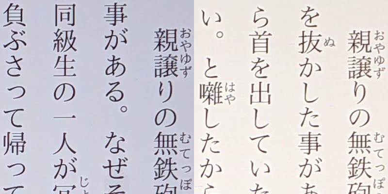 ディティールの比較。左が本製品(343ppi)、右がiPad mini(326ppi)。どちらも十分なクオリティだ