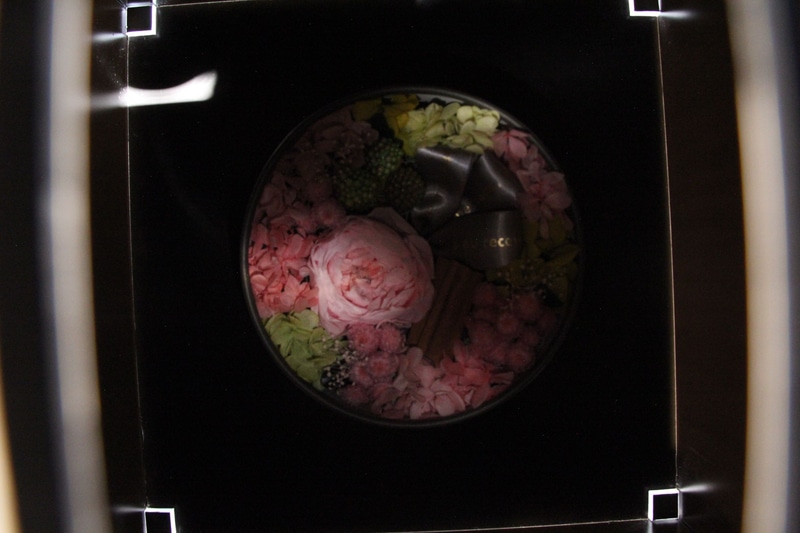 上記画像で撮影したブーケ。光量の少ない箱の中に置かれたものを撮影している