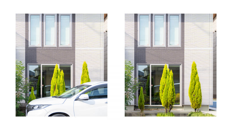 処理が終わると新規のレイヤーが作成され車が非常に自然に削除されました