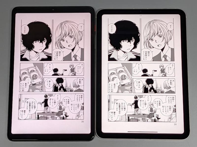 iPad mini(右)との比較。表示サイズは本製品の方がわずかに小さくなる